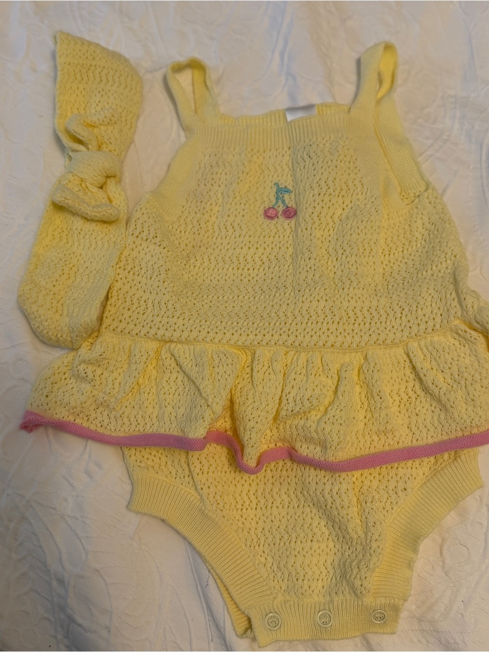 Baby Girl Yellow Knit Romper & Headband Set | 6–12 Months